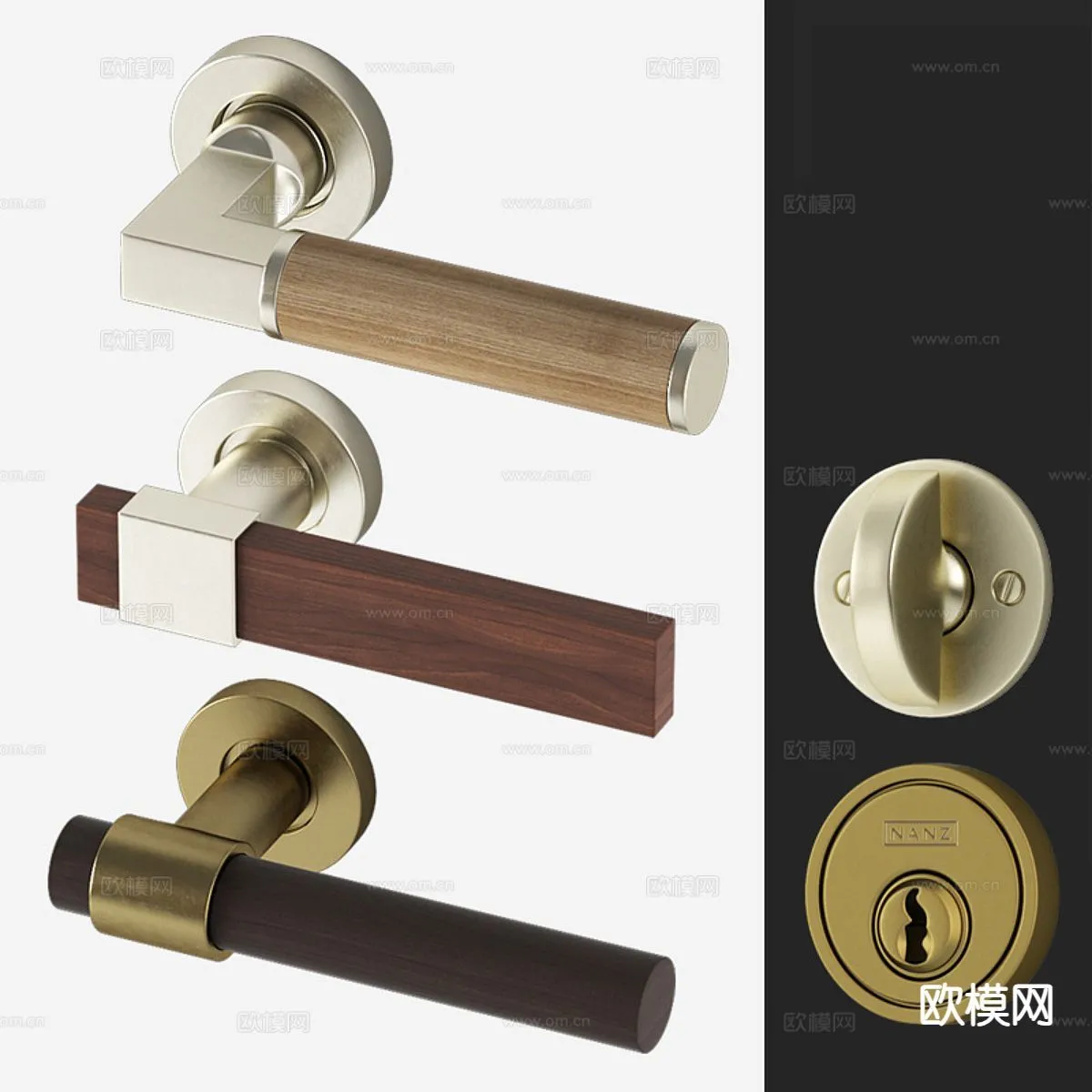 DOOR HANDLE - 3D Model For Interior Design - 11285