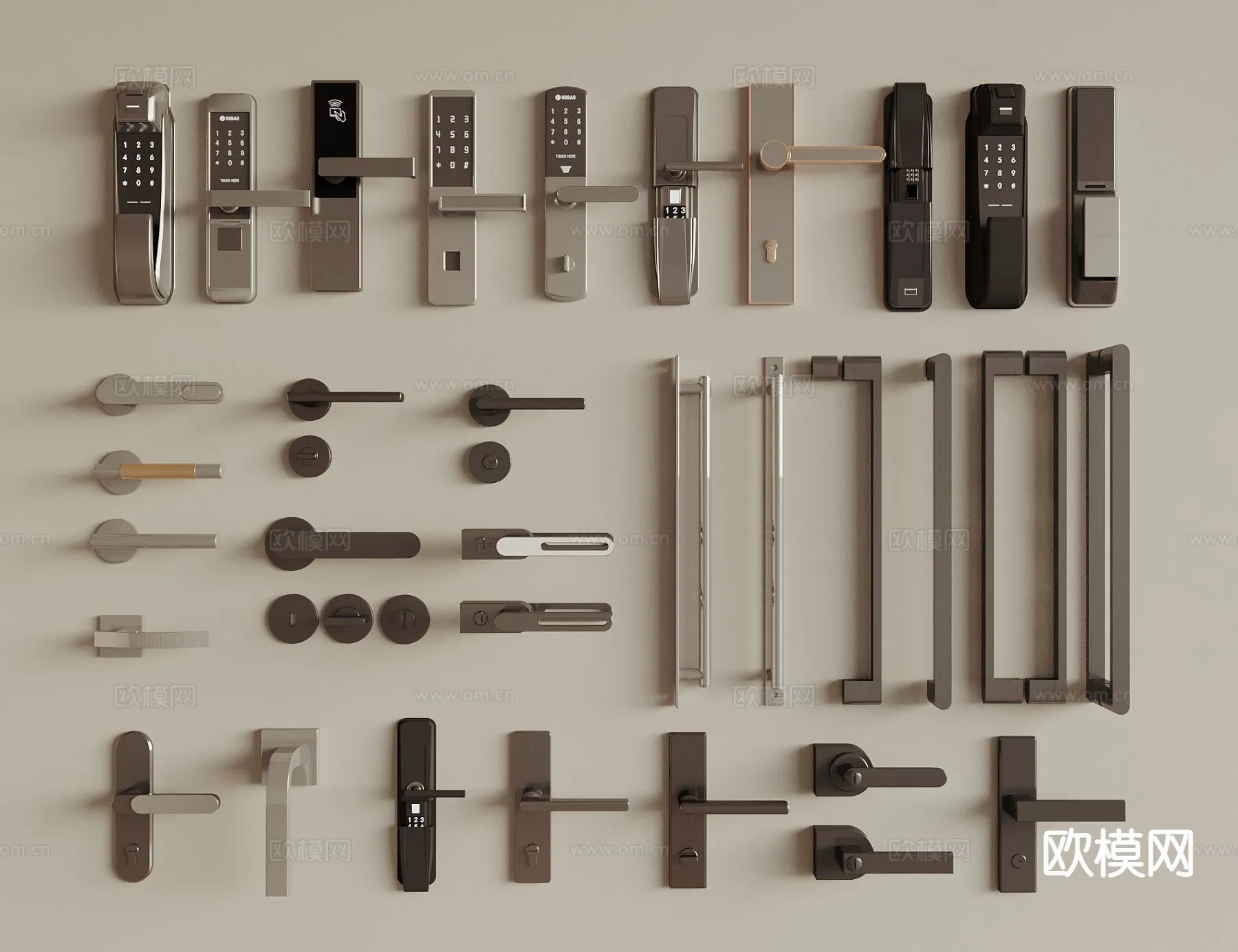 DOOR HANDLE - 3D Model For Interior Design - 11294