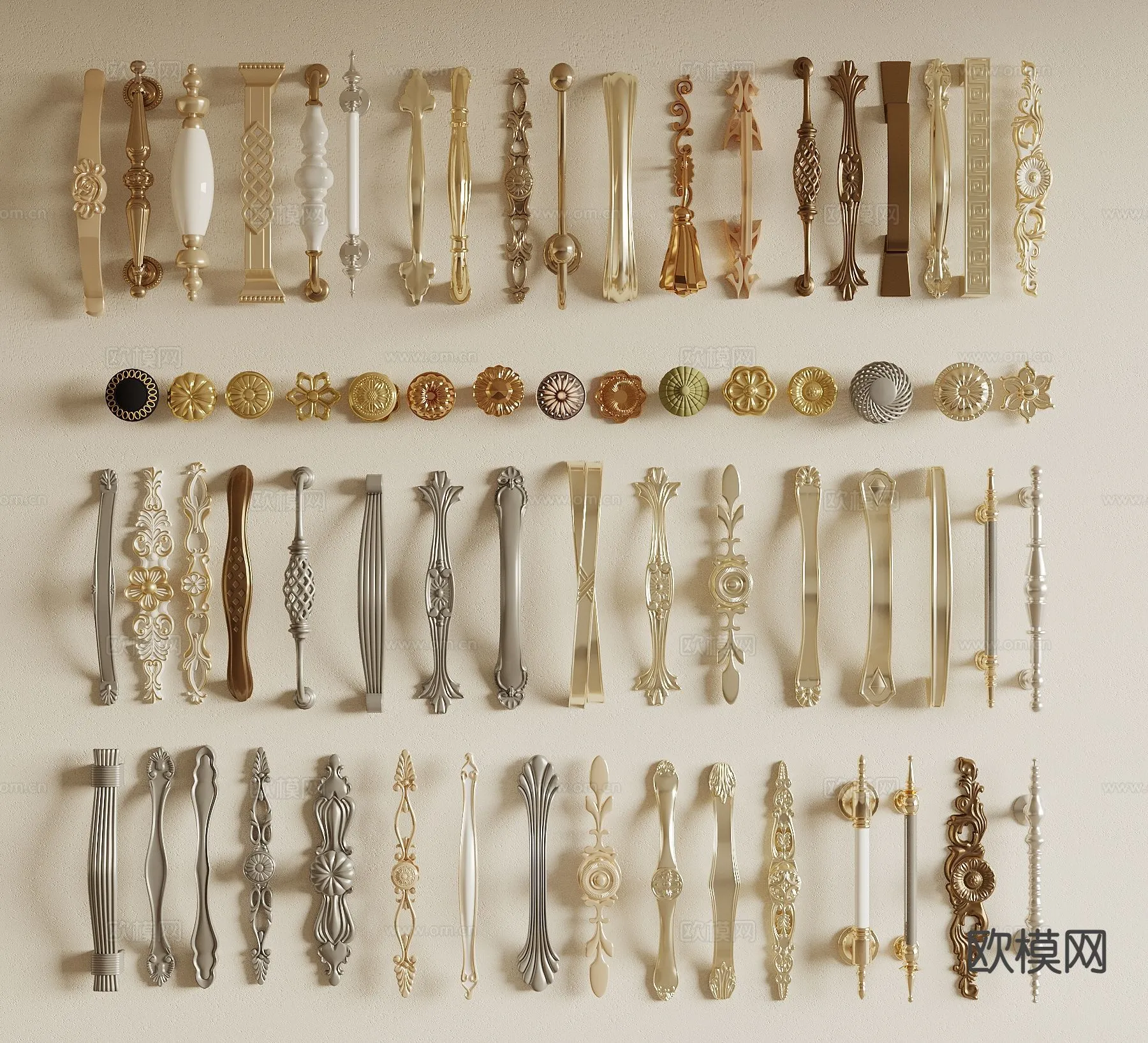 DOOR HANDLE - 3D Model For Interior Design - 11295