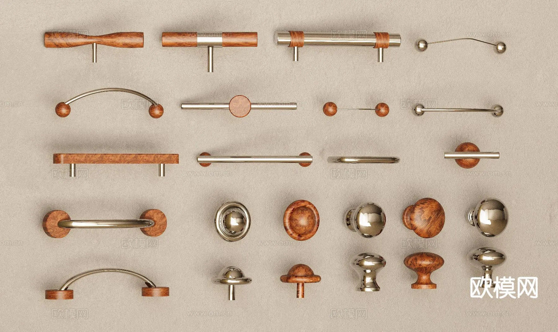 DOOR HANDLE - 3D Model For Interior Design - 11297