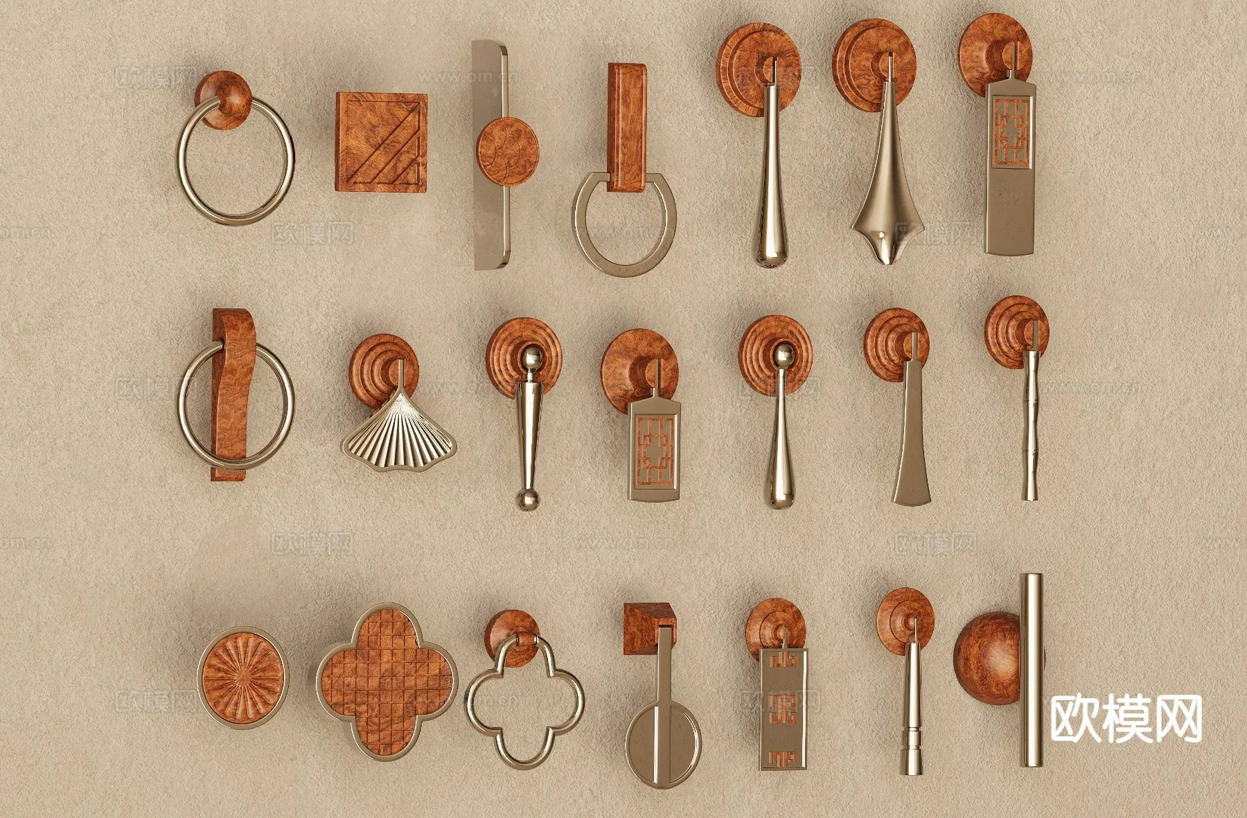 DOOR HANDLE - 3D Model For Interior Design - 11298