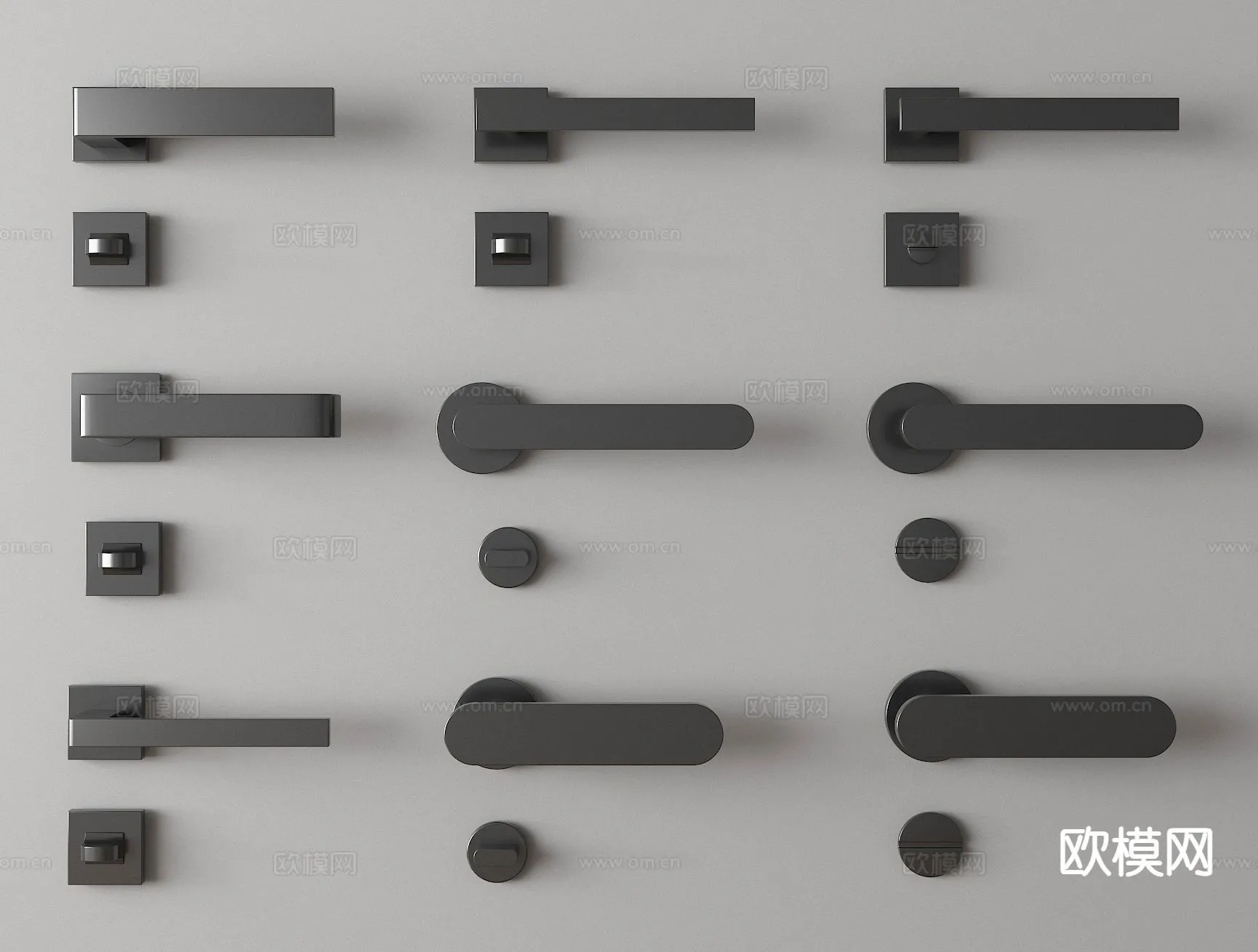 DOOR HANDLE - 3D Model For Interior Design - 11303