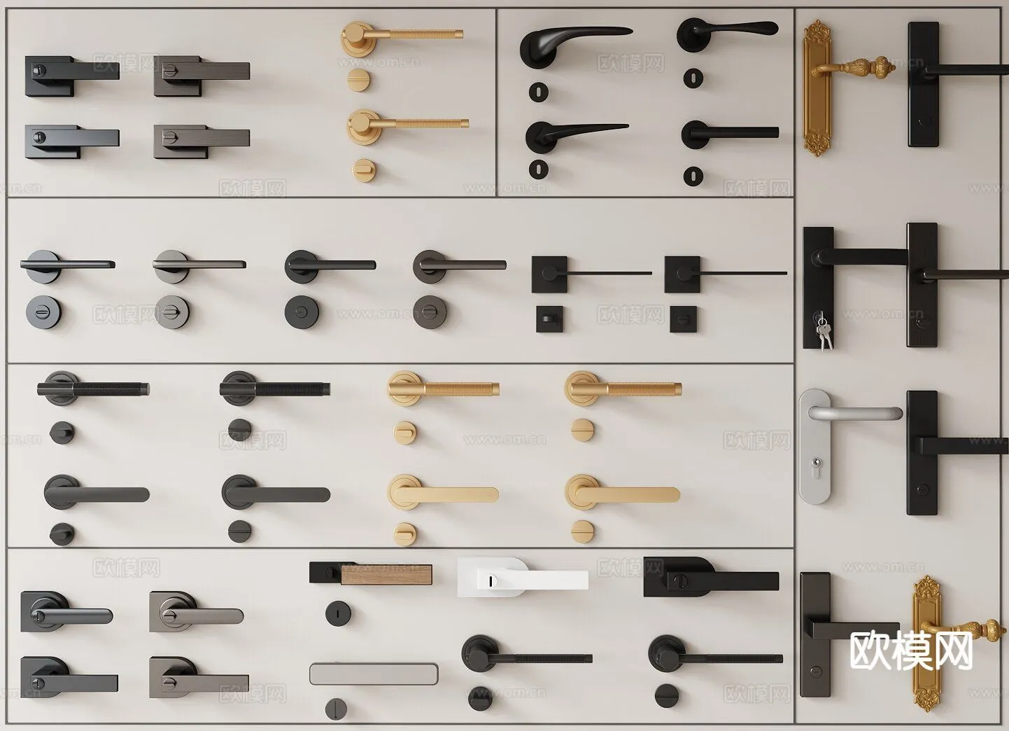 DOOR HANDLE - 3D Model For Interior Design - 11304