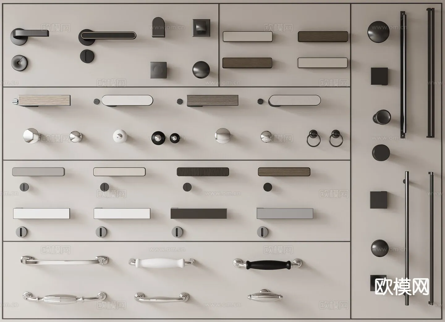 DOOR HANDLE - 3D Model For Interior Design - 11305