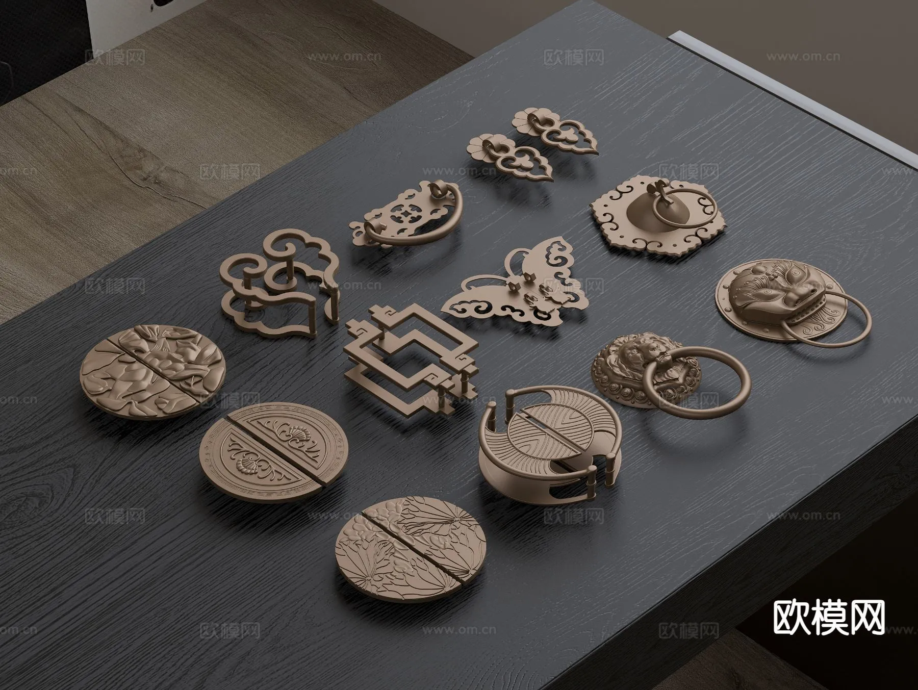 DOOR HANDLE - 3D Model For Interior Design - 11314