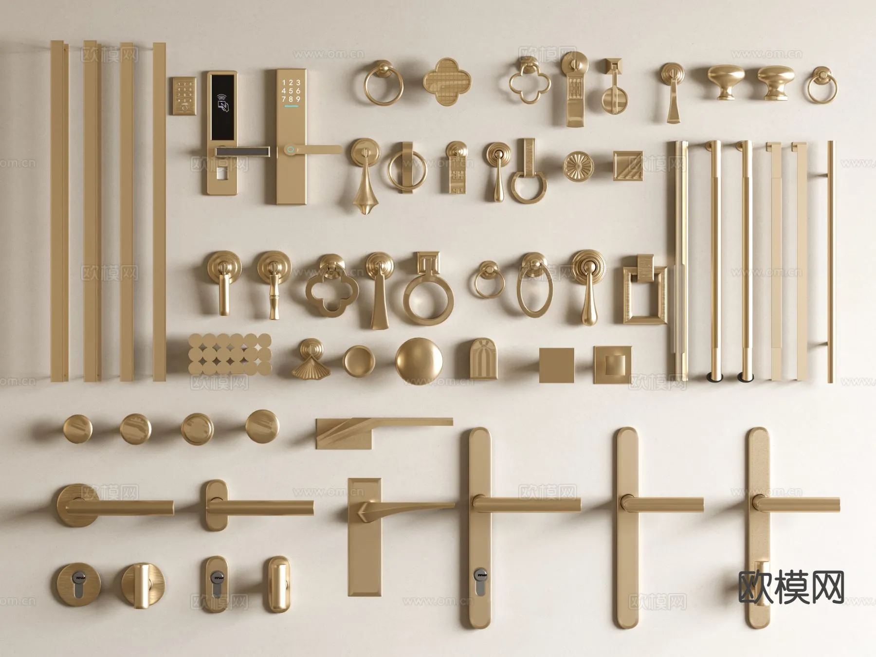 DOOR HANDLE - 3D Model For Interior Design - 11315