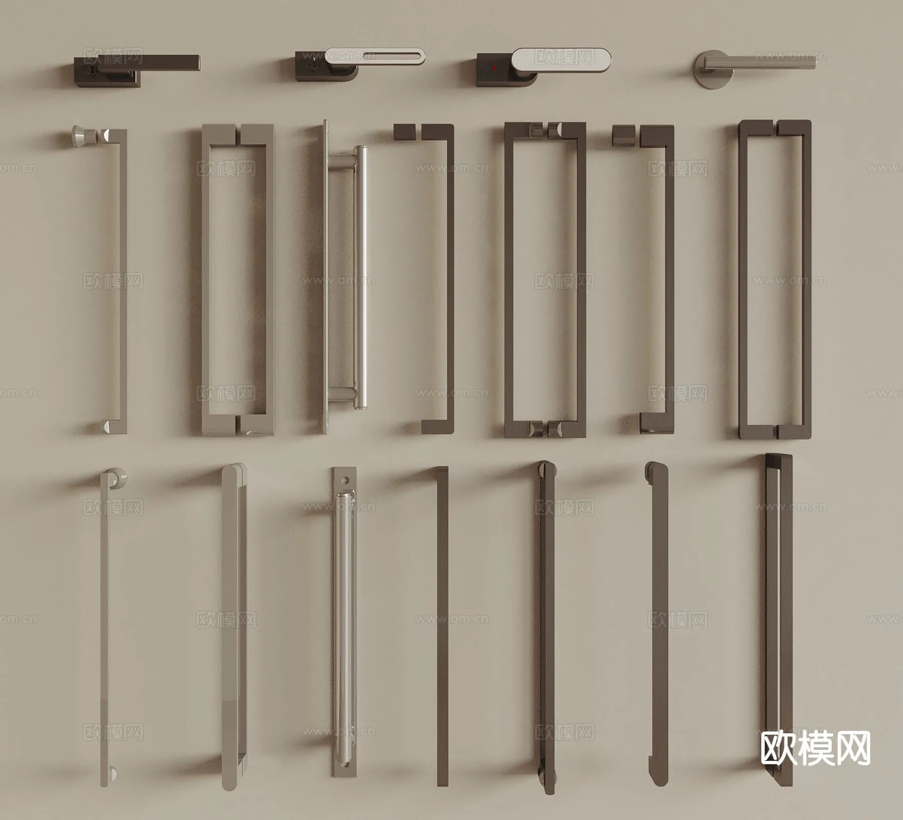 DOOR HANDLE - 3D Model For Interior Design - 11316