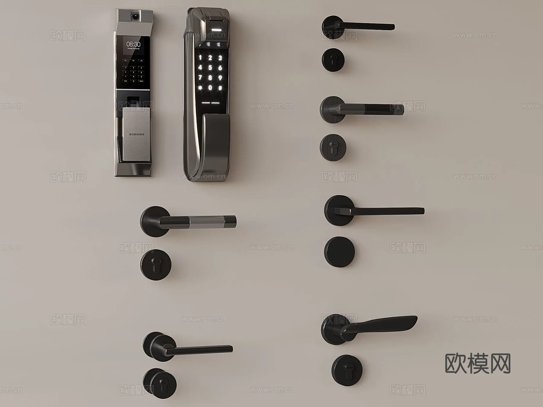 DOOR HANDLE - 3D Model For Interior Design - 11320