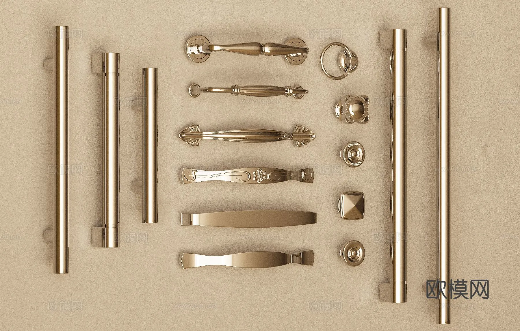 DOOR HANDLE - 3D Model For Interior Design - 11322