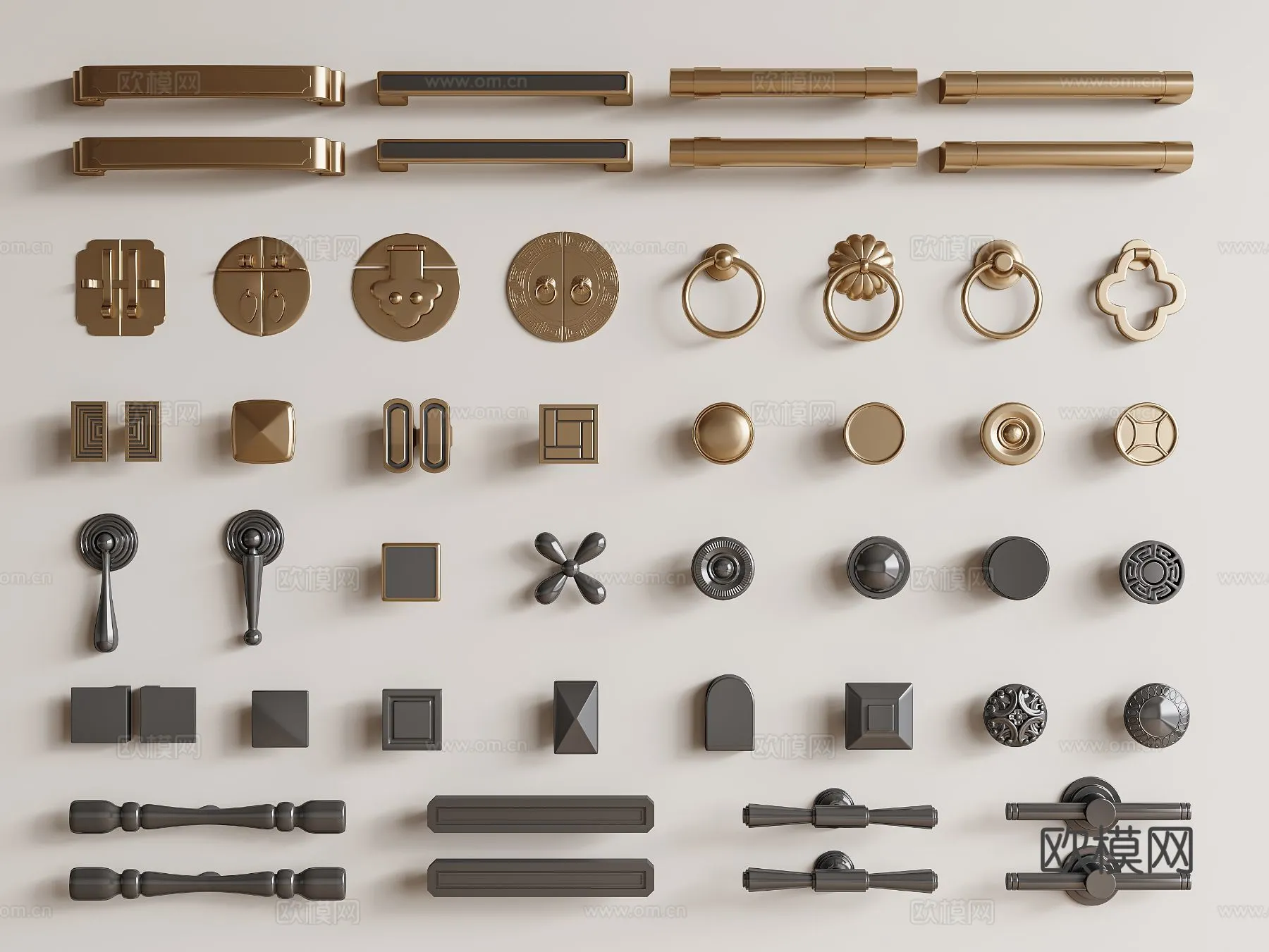 DOOR HANDLE - 3D Model For Interior Design - 11323