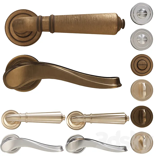 Door Handle Set 02 3D Model