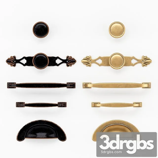 Door handles & knobs set 6 2 3D Model Free