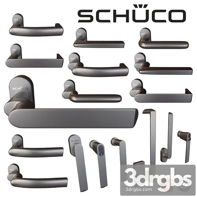 Door Knobs 14 Pcs Window 6 Pcs Schuco 3D Model Free
