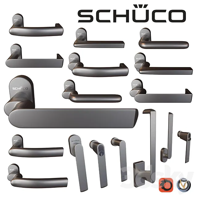 Door knobs (14 pcs). window (6 pcs) Schuco 3DModel