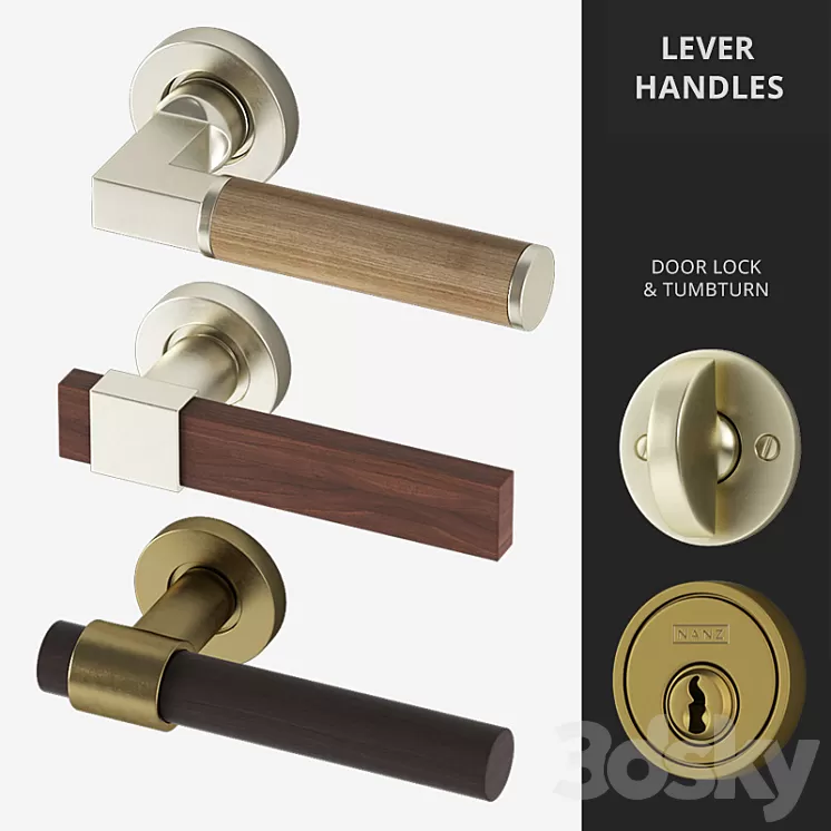 Door Lever Handles Nanz N ° 2036 2082 2206 3D Model