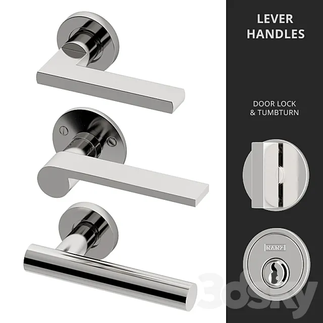 Door Lever Handles Nanz N ° 2065 2096 2106 3D Model