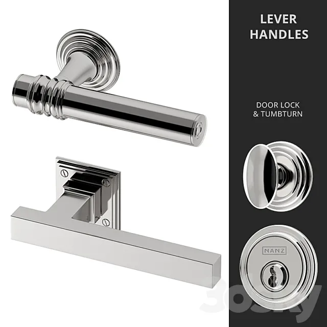 Door Lever Handles Nanz N ° 2107 2402 3D Model