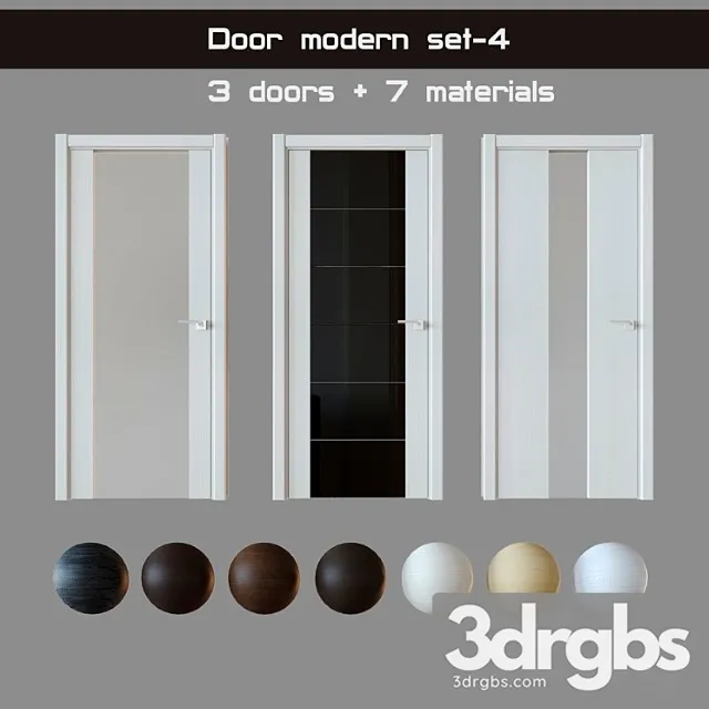 Door modern set 4 3D Model Free