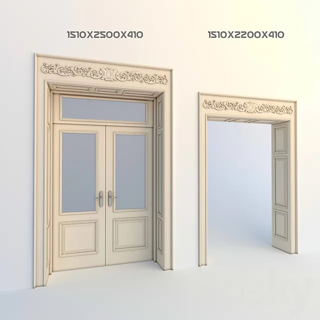 Door + portal with classic custom thread 3DModel