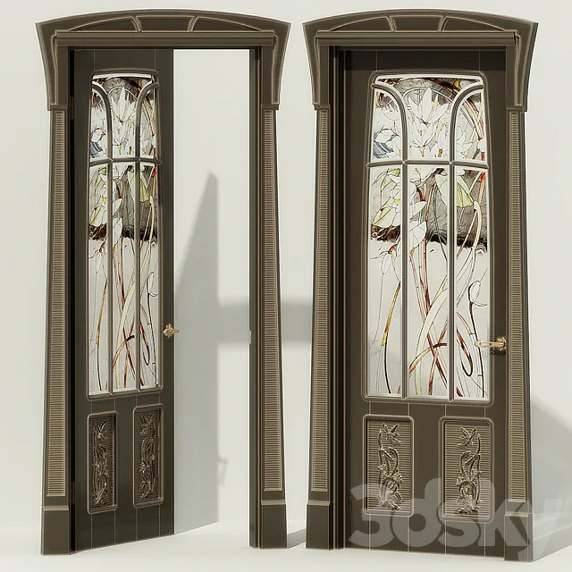 Door stained glass. Art Nouveau 3DModel