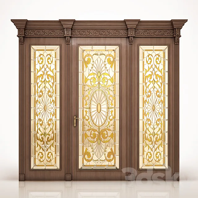 Door with stained-glass window classic 3DModel