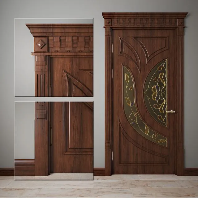Door wood glass classic 3D Model
