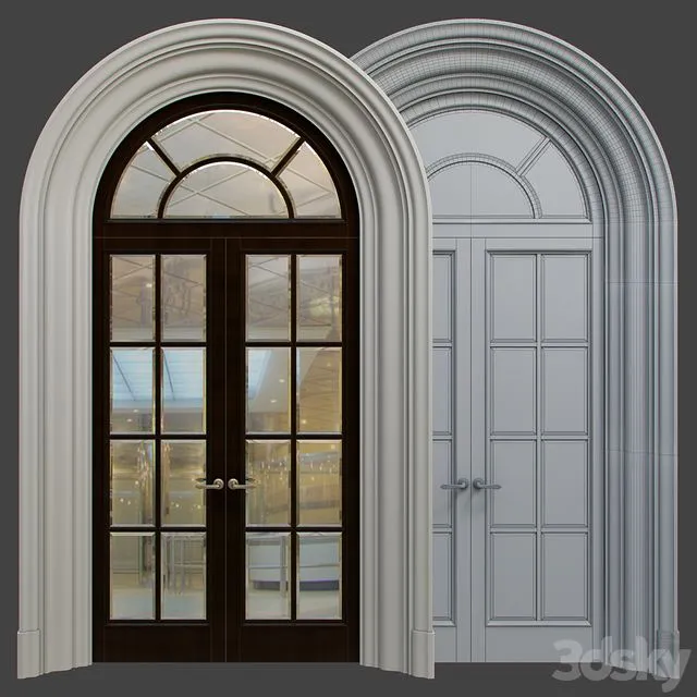 Door wood gypsum arched stucco 3D Model