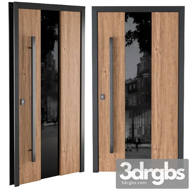Door wooden and glass 3D Model Free