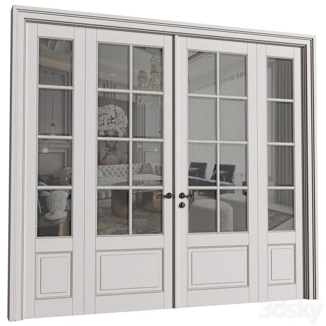 Doors in classical style.Exterior Modern French Doors 3D Model