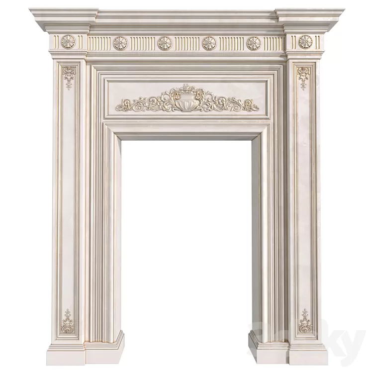 Doorway in classic style with decorative plaster. Door Portal. Classic Doorway.Classic Architecture Arch.arched doorway 3D Model