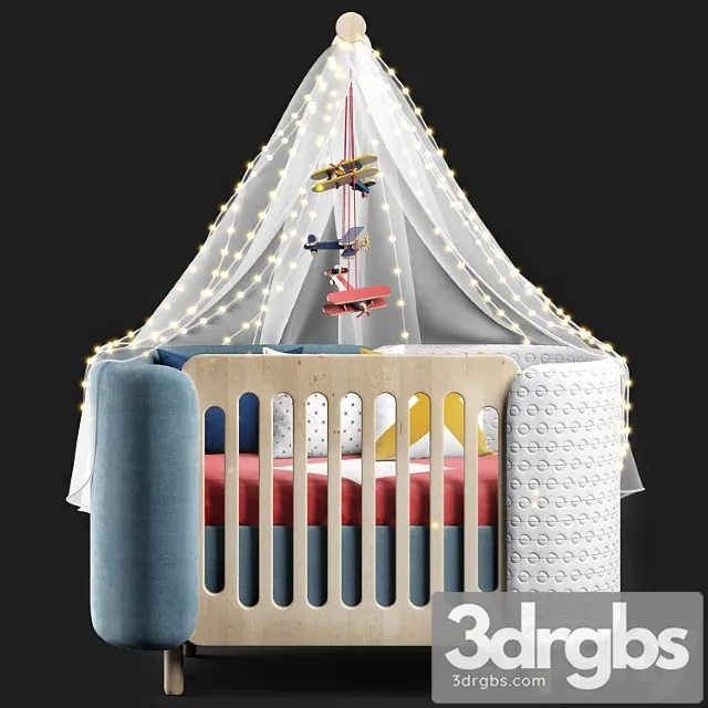 Dot and cross Bed 3D Model Free