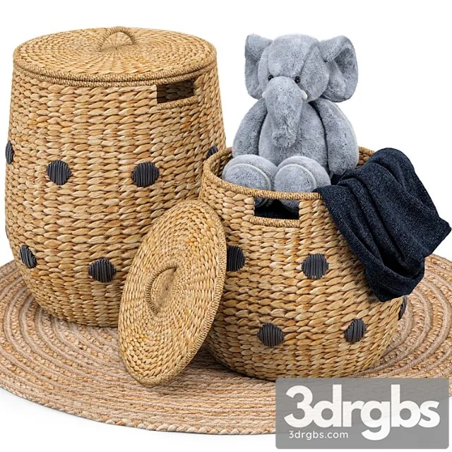 Dot basket kairo jute rug elephant toy 3D Model Free