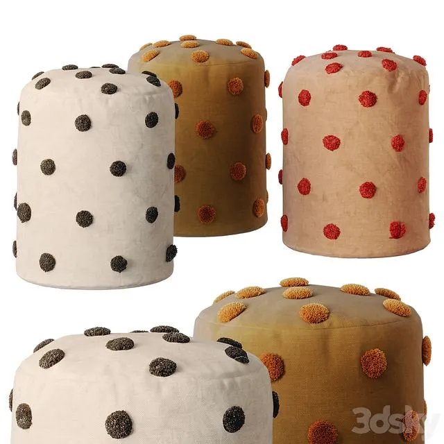 Dot Tufted Pouf by Ferm Living 3D Model