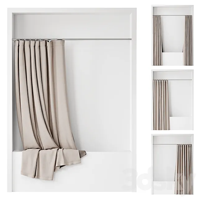 Double bath curtain on Sunerzha cornice 3D Model
