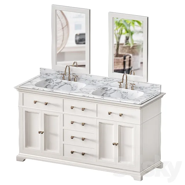 Double Bathroom Vanity Set See More by Azzuri 3D Model
