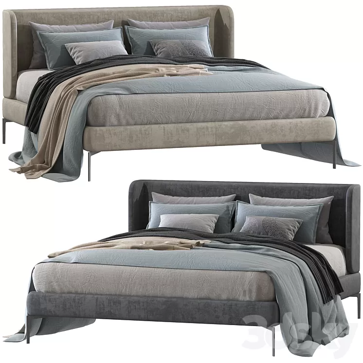 Double bed 82. 3D Model Free