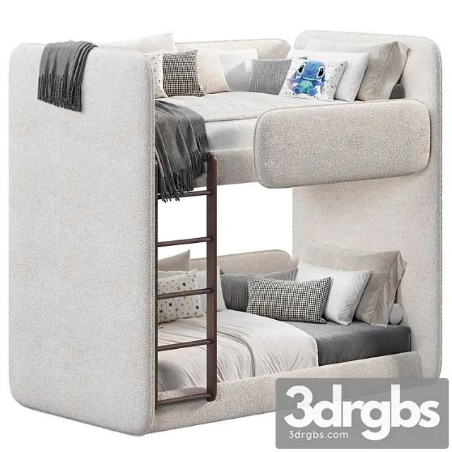 Double Soft Kids Bed 3D Model Free