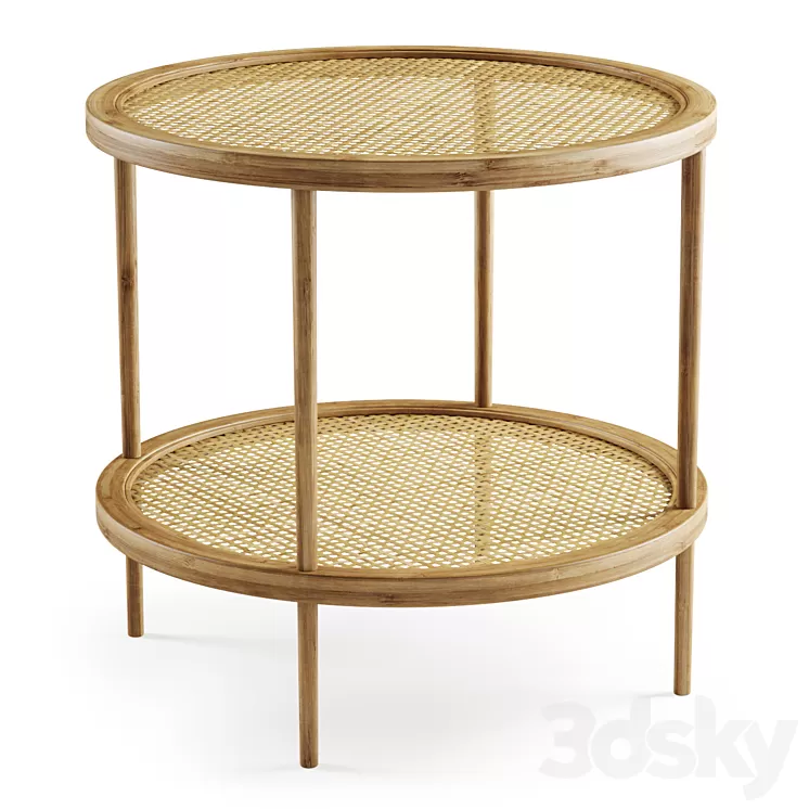 Double wooden rattan coffee table / Double rattan coffee table 3D Model