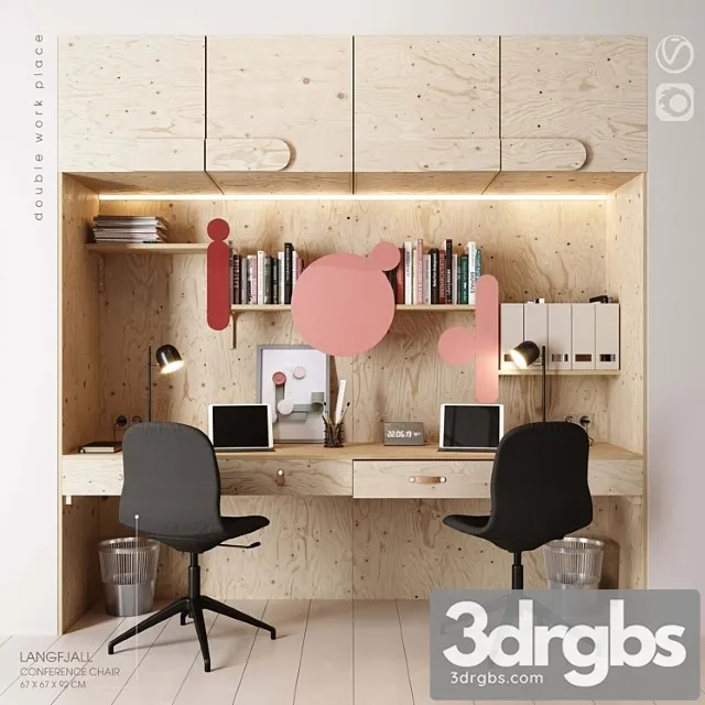 Double Work Place 2 3D Model Free