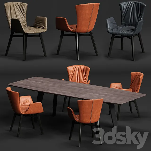 DRAENERT DEXTER Armchair and FONTANA Table 3D Model