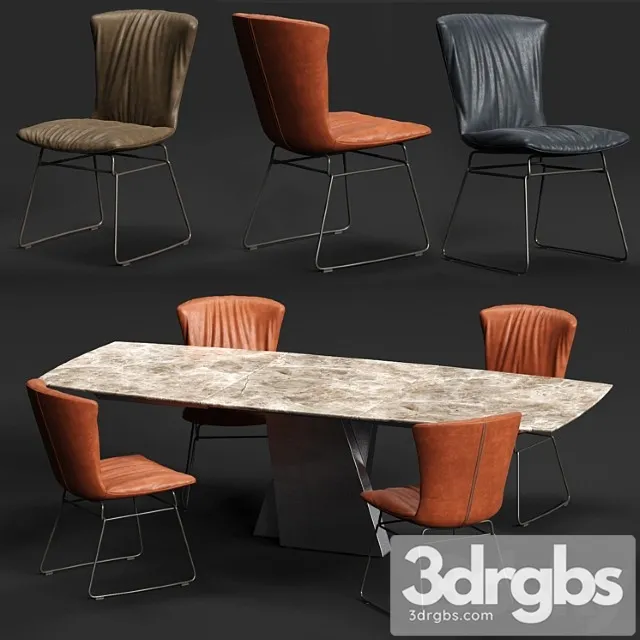 Draenert dexter chair and adler table 2 3D Model Free