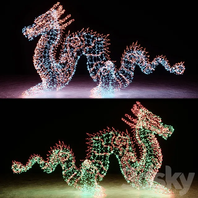 Dragon made of garlands 3D Model