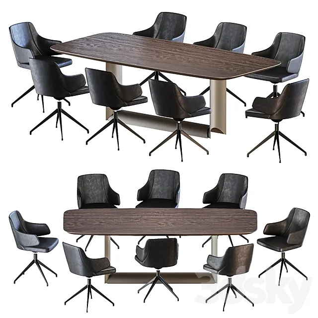 Dragon Wood Table Wendy Chair by Cattelan Italia 3D Model