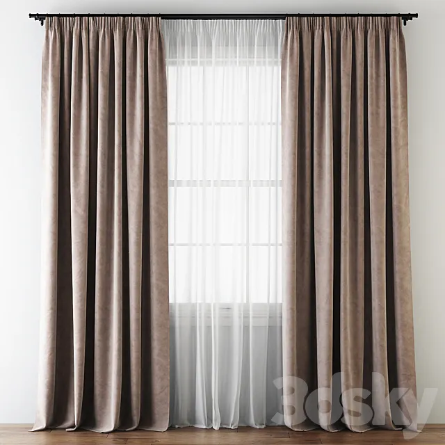 Draped Velvet Tape Curtains with Tulle Free Download
