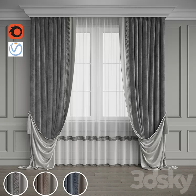 Drapery set 124 3D Model Free Download