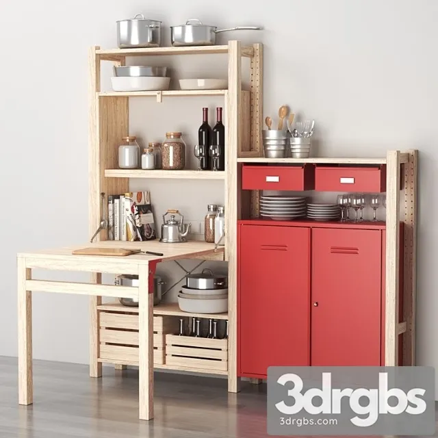 drawers and kitchen decor set 3D Model Free