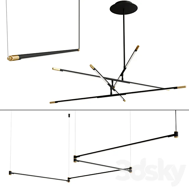 Drawing Line Gold Black collection 3D Model