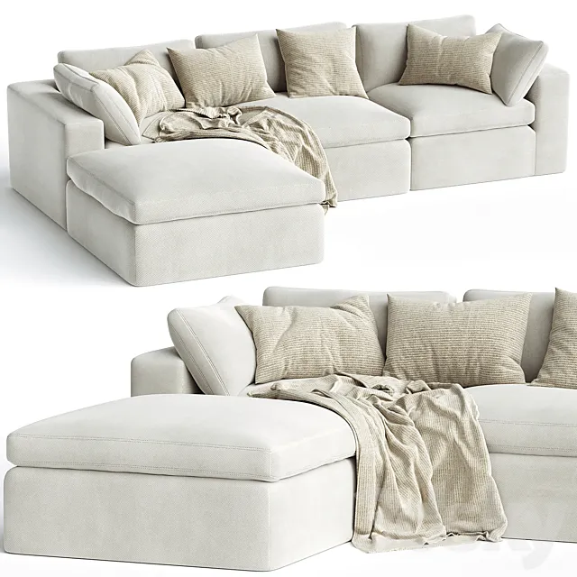 Dream Navy Sectional Sofa Combination 01 3D Model
