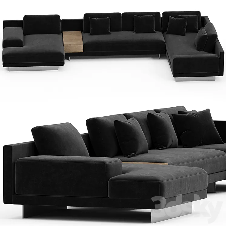 Dresden Modular Sectional With Side Table-Modern Felt 3D Model Free Download