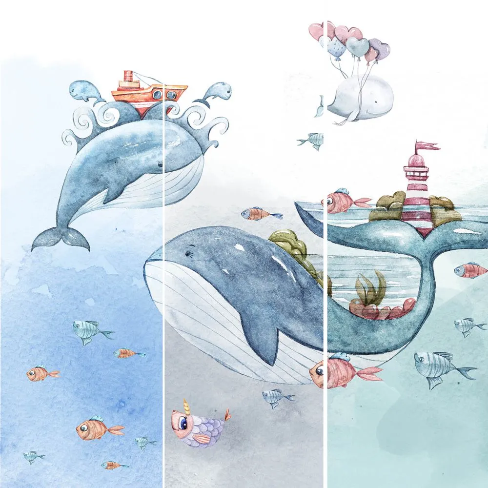 Dress-wall - Wallpaper Meeting with whales 3D Model